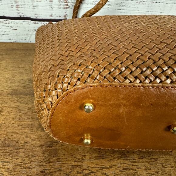 Eric Javits New York Tobacco Brown Woven Straw Leather Shoulder Handbag Purse - Picture 7 of 12